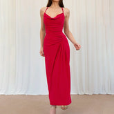 High Waist Off Shoulder Solid Maxi Dress